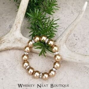 Pearl and Rondelle Rhinestone Stretch Bracelet Handmade